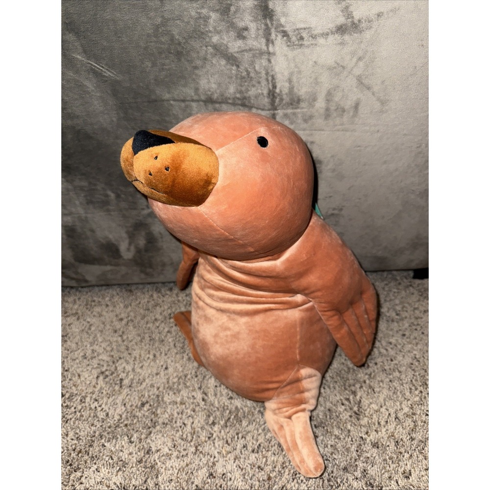 NWT Pillowfort Weighted Plush BROWN SEAL Sensory Throw Pillow Toy 3lb